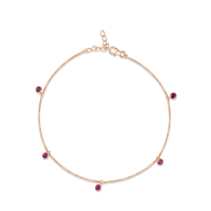 Classic Rose Gold Plated 925 Sterling Silver Anklet