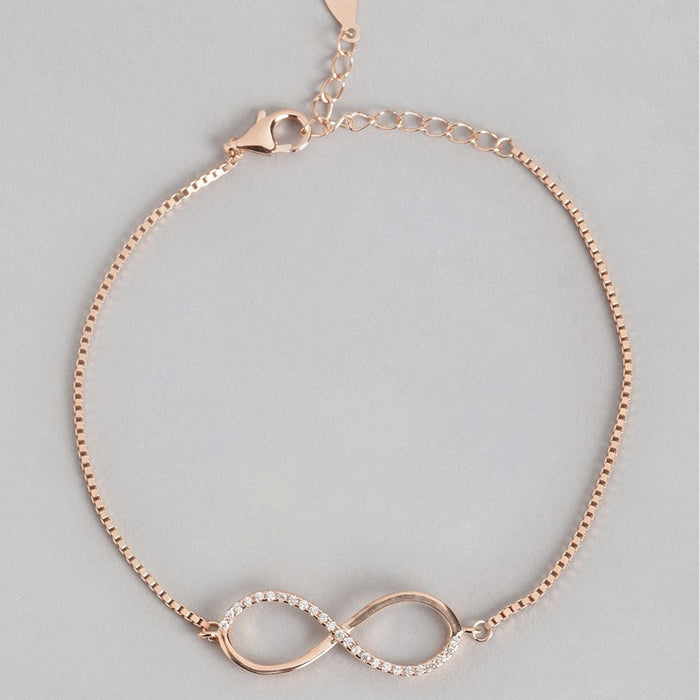 Classic Rose Gold Zircon Infinity 925 Silver Bracelet