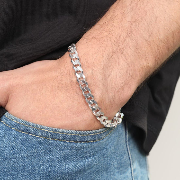 Classic Silver Elegance Men's 925 Sterling Silver Plated Bracelet