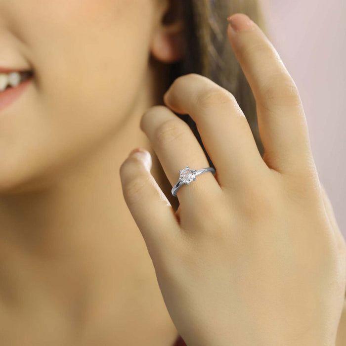 Classic Solitaire 925 Silver Ring (Adjustable)
