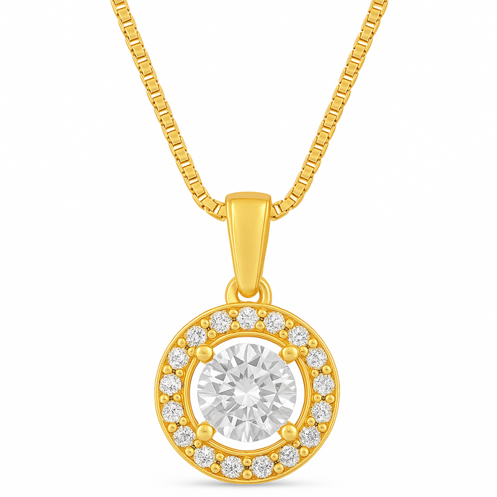 Classic Solitaire Gold Plated 925 Sterling Silver Jewellery Set