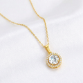 Classic Solitaire Gold Plated 925 Sterling Silver Pendant with Link Chain