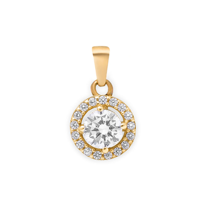 Classic Solitaire Gold Plated 925 Sterling Silver Pendant with Link Chain