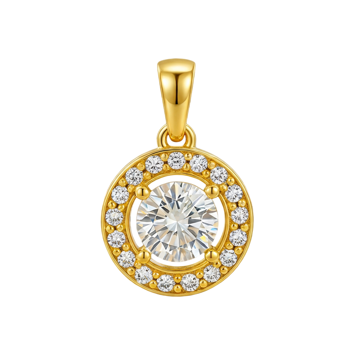 Classic Solitaire Gold Plated 925 Sterling Silver Pendant with Link Chain
