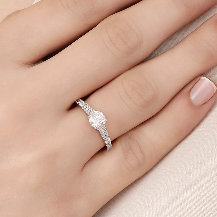 Classic Solitaire Rhodium Plated 925 Sterling Silver Ring