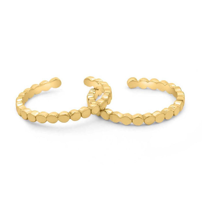 Pair of textured gold plated 925 Sterling Silver toe rings for women. Adjustable jewellery – Zavya