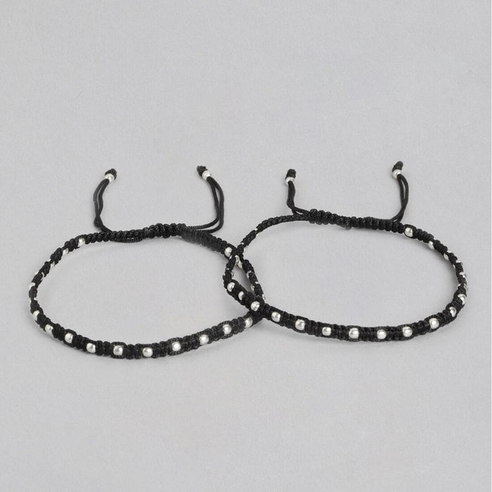 Classic Thread Anklet in 925 Sterling Silver Rhodium Plating In Red Stone