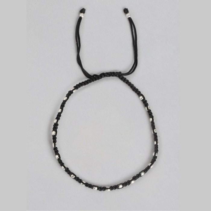 Classic Thread Anklet in 925 Sterling Silver Rhodium Plating In Red Stone