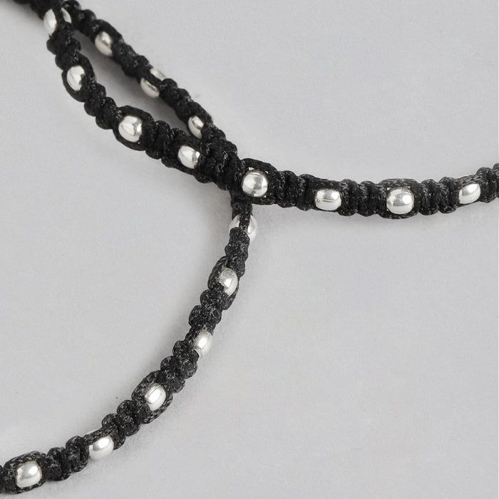 Classic Thread Anklet in 925 Sterling Silver Rhodium Plating In Red Stone