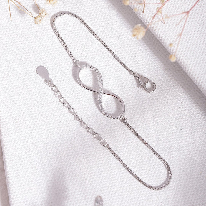 Classic Zircon Infinity 925 Silver Bracelet