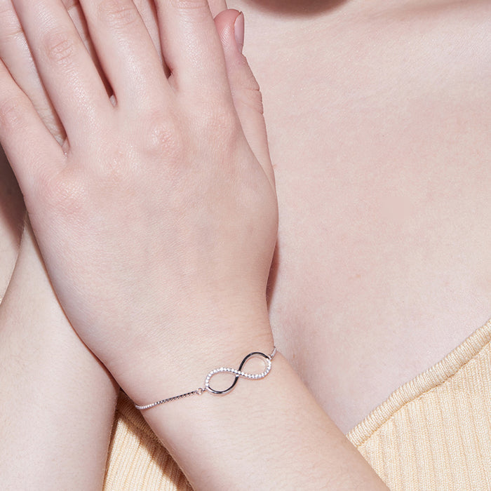 Classic Zircon Infinity 925 Silver Bracelet