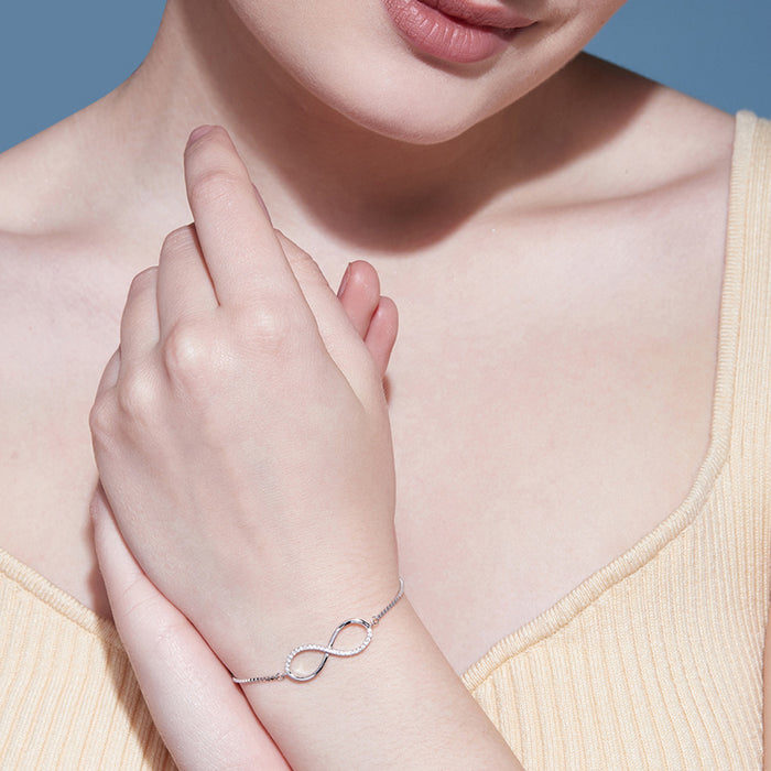 Classic Zircon Infinity 925 Silver Bracelet
