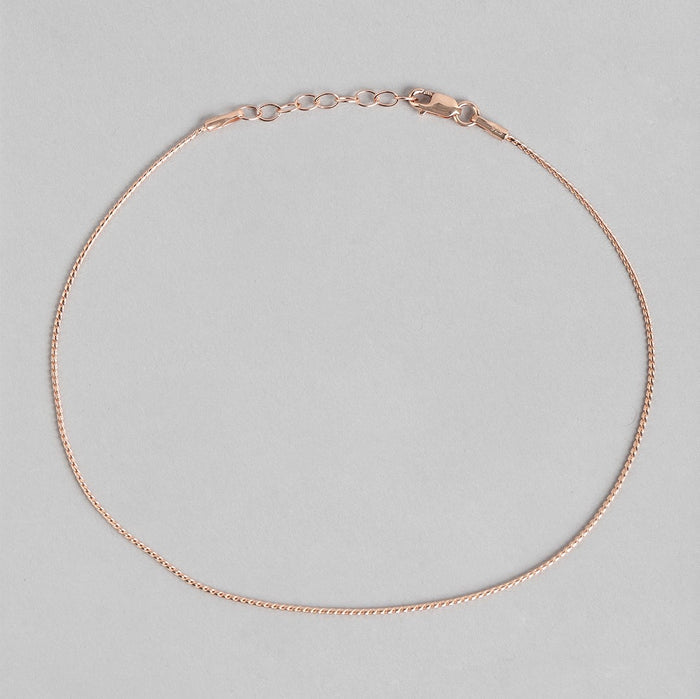 Classical Rope Chain 925 Sterling Silver Anklet In Rose Gold Plating