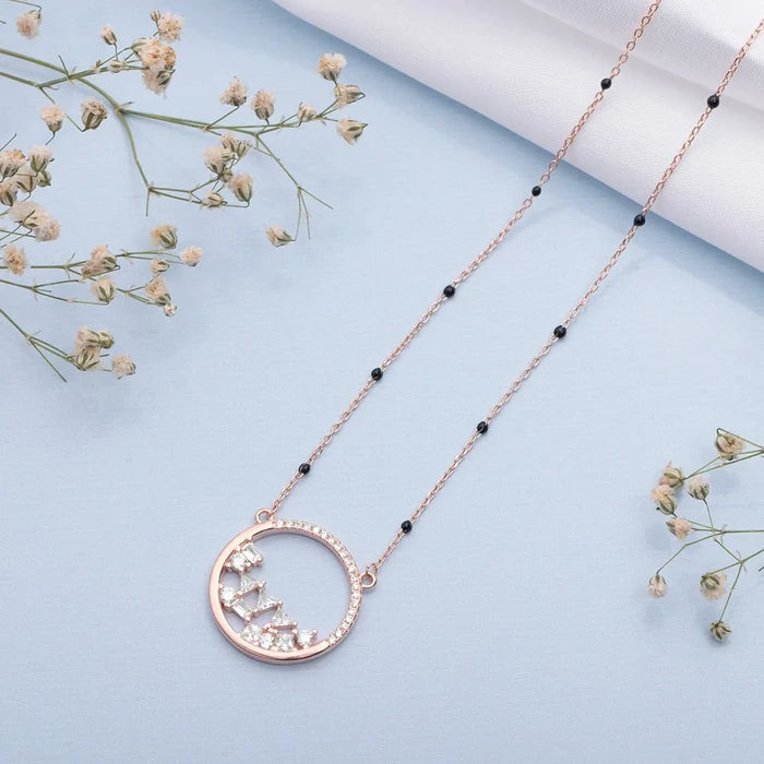 Classy Beaded Rose Gold Plated 925 Sterling Silver Mangalsutra