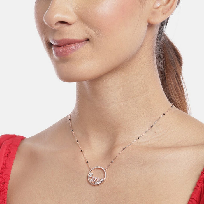 Classy Beaded Rose Gold Plated 925 Sterling Silver Mangalsutra
