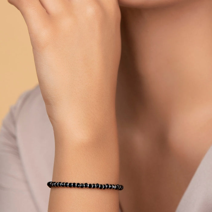 Classy Black Beaded 925 Sterling Silver Bracelet