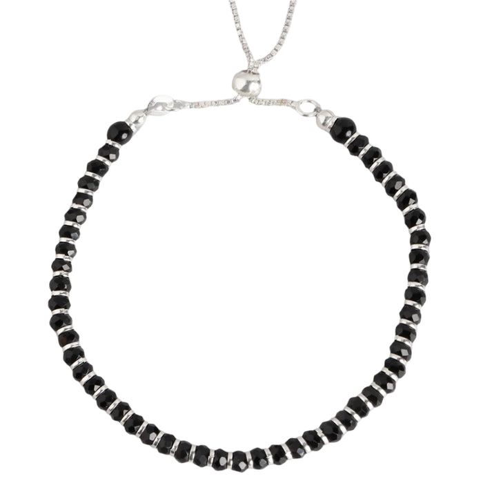 Classy Black Beaded 925 Sterling Silver Bracelet