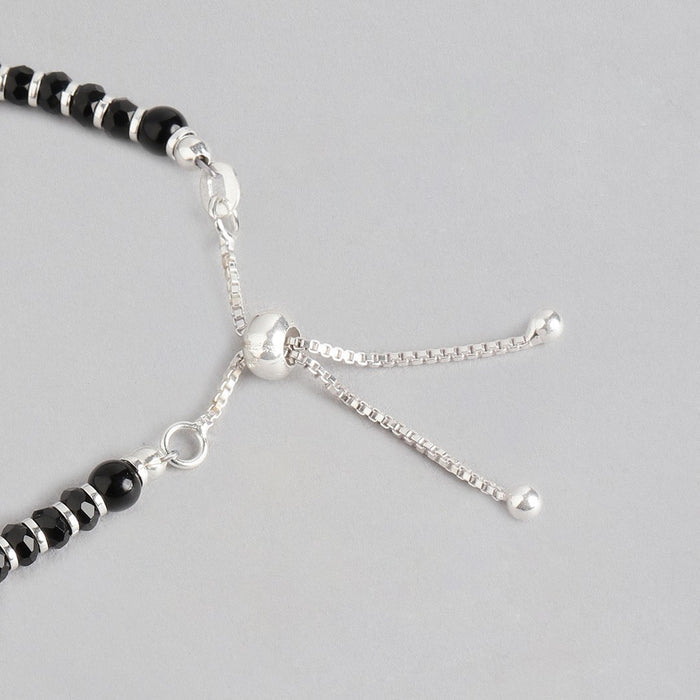 Classy Black Beaded 925 Sterling Silver Bracelet