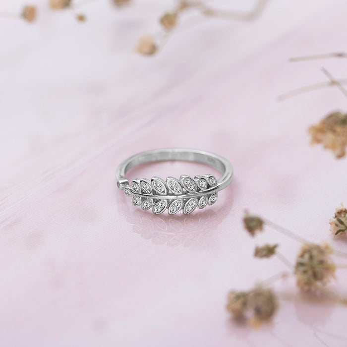 Classy Branch Cut CZ Studded 925 Silver Ring (Adjustable)