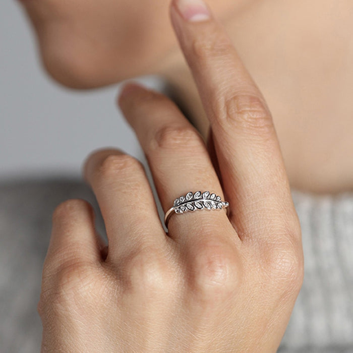 Classy Branch Cut CZ Studded 925 Silver Ring (Adjustable)