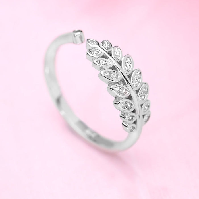 Classy Branch Cut CZ Studded 925 Silver Ring (Adjustable)