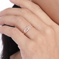 Classy Branch Leaf CZ Studded Rose Gold 925 Silver Womens Ring (Adjustable)