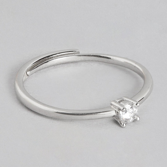 Classy CZ Studded 925 Silver Ring (Adjustable)