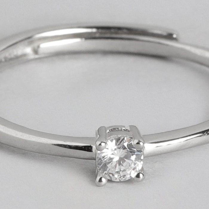 Classy CZ Studded 925 Silver Ring (Adjustable)