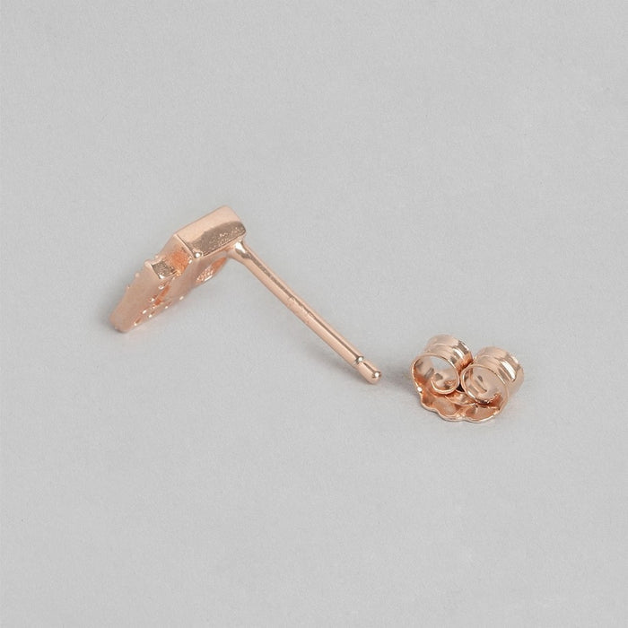 Classy CZ Studded Rose Gold Plated 925 Sterling Silver Stud Earrings