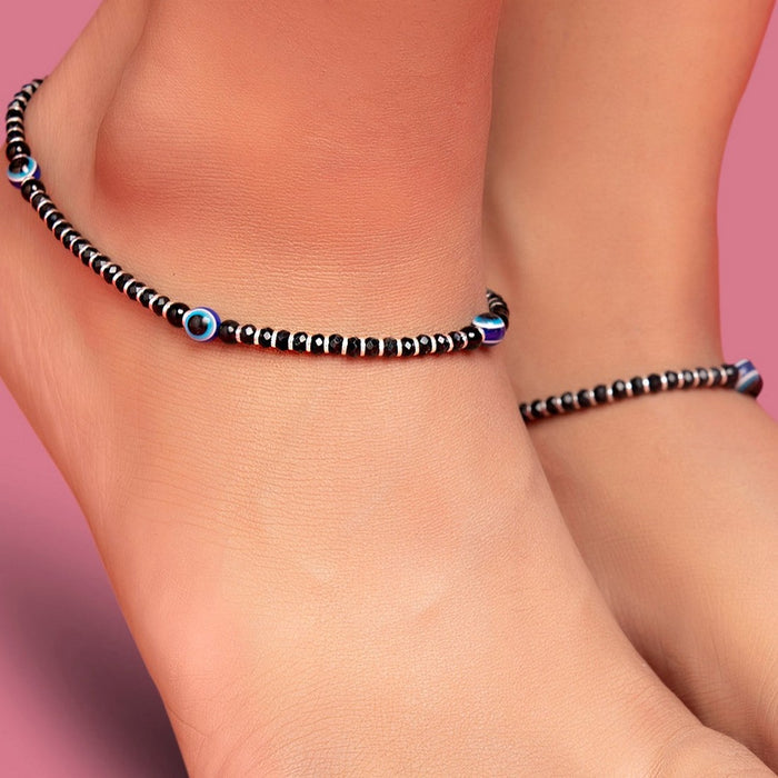 Classy Evil Eye Beaded 925 Silver Jewellery Set