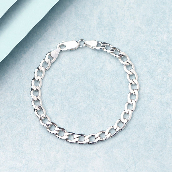 Classy Interlocked 925 Sterling Silver Bracelet for Men