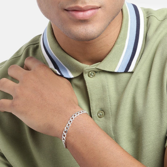 Classy Interlocked 925 Sterling Silver Bracelet for Men