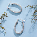 Classy Rhodium Plated 925 Sterling Silver Hoops