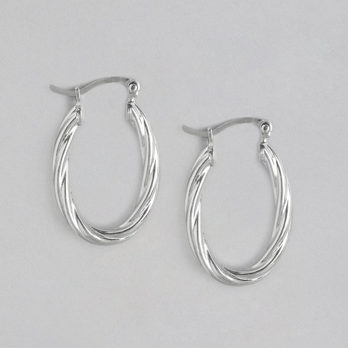 Classy Rhodium Plated 925 Sterling Silver Hoops