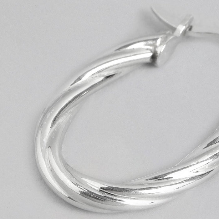 Classy Rhodium Plated 925 Sterling Silver Hoops
