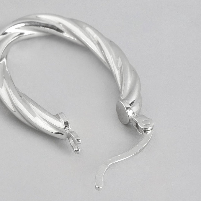 Classy Rhodium Plated 925 Sterling Silver Hoops