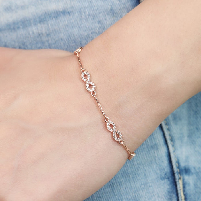 Classy Rose Gold Infinity 925 Silver Bracelet