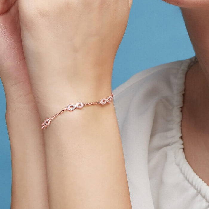 Classy Rose Gold Infinity 925 Silver Bracelet