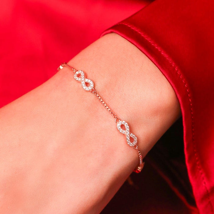 Classy Rose Gold Infinity 925 Silver Bracelet