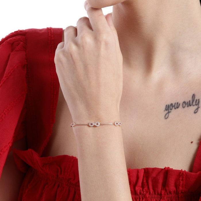 Classy Rose Gold Infinity 925 Silver Bracelet