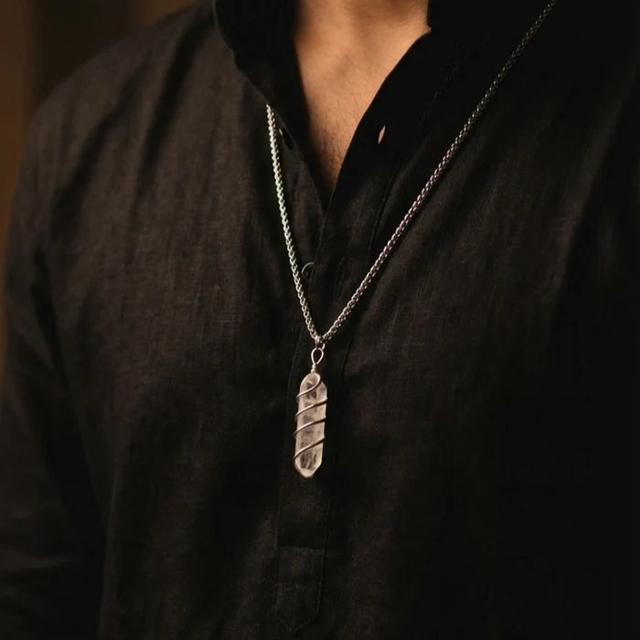 Clear Quartz Stone Locket with Chain