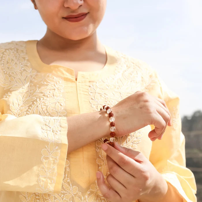 Clear Quartz with Rudraksha Bracelet - view 2