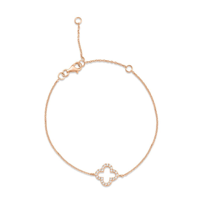 Clover Charm Rose Gold Plated 925 Sterling Silver Bracelet