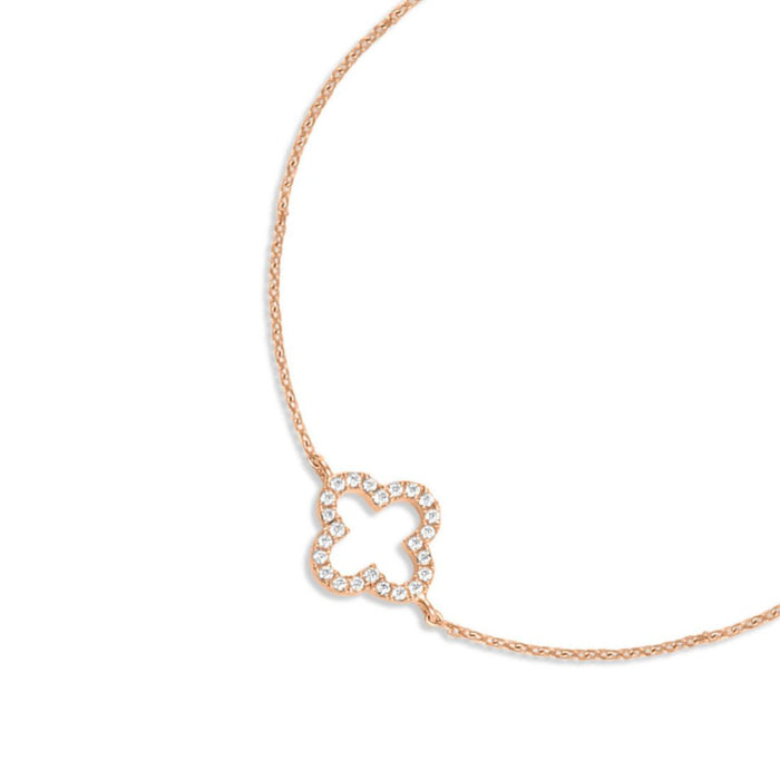 Clover Charm Rose Gold Plated 925 Sterling Silver Bracelet