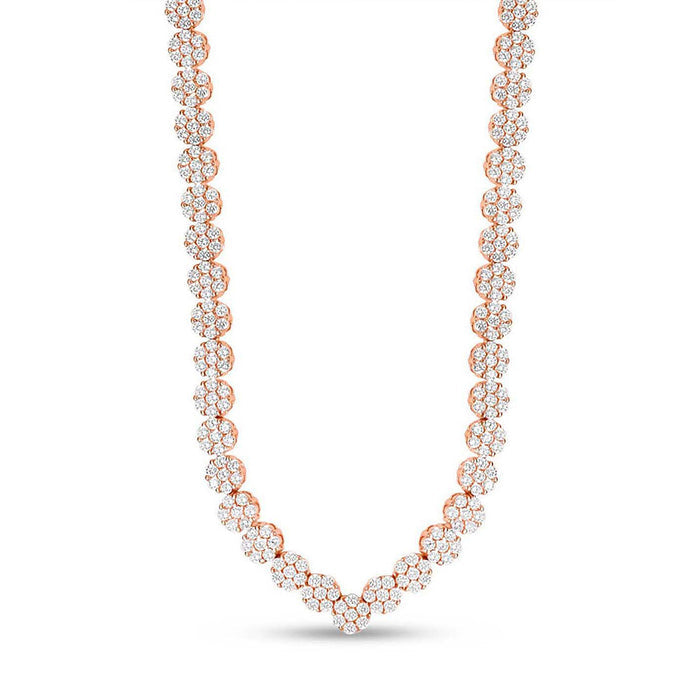 Cluster CZ Rose Gold Plated 925 Sterling Silver Necklace