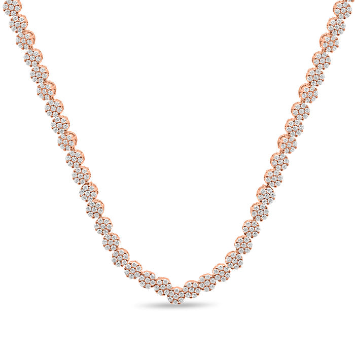 Cluster CZ Rose Gold Plated 925 Sterling Silver Necklace
