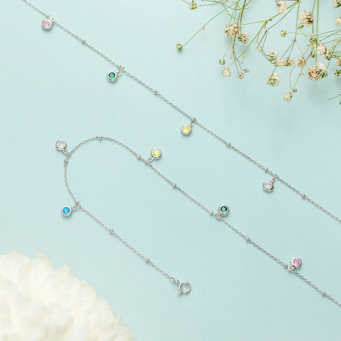 Color Drops 925 Sterling Silver Anklet