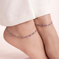 925 Sterling Silver Colorful Floral Rhodium Plated 925 Sterling Silver Anklet for Women – Zavya