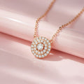 Concentric Halo Rose Gold Plated 925 Silver Necklace