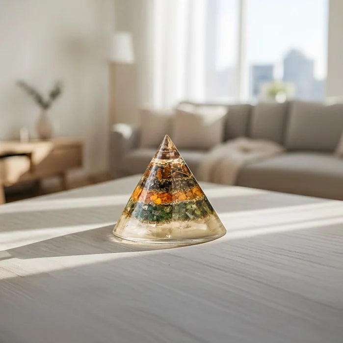 Conical Dhan Yog Pyramid With Selenite Base